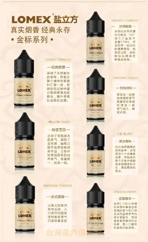 LOMEX煙油 鹽立方電子菸油 30ml/35mg 煙草丁鹽煙油推薦